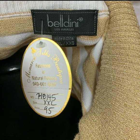 Belldini plus size sweater jacket full zip gold stripe metallic cardigan sz XXL - Picture 3 of 9